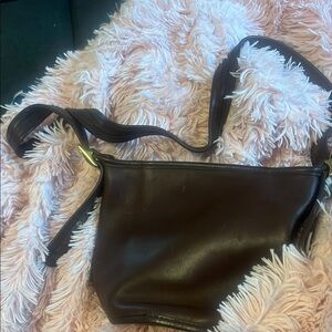 Vintage Coach Brown Leather Bucket  Shoulder Bag